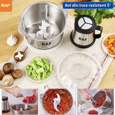 Tocator Profesional Electric RAF – 1000W, Bol Inox 3L, 4 Lame din Otel Ascuțite