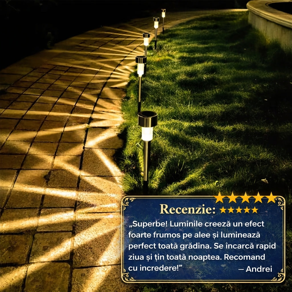 Set de 12 lumini led solare pentru gradina