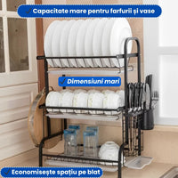 Suport Scurgător Vase 3 Niveluri – Organizare Maximă pentru Bucătăria Ta