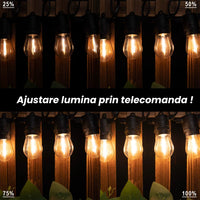 Ghirlandă LED Solară pentru Terasă și Grădină – 5 M cu Telecomandă