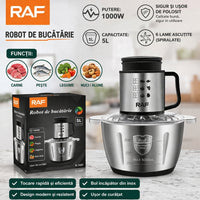 Tocător Electric Profesional 5 Litri  – 1000 W, 6 Lame pentru Carne, Legume și Nuci