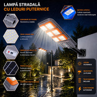 Lampă Solară 3000W cu Telecomandă – Iluminare Puternică Exterior