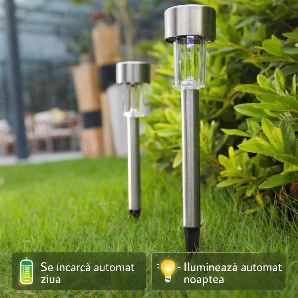 Set de 12 lumini led solare pentru gradina