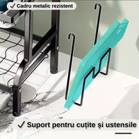 Suport Scurgător Vase 3 Niveluri – Organizare Maximă pentru Bucătăria Ta