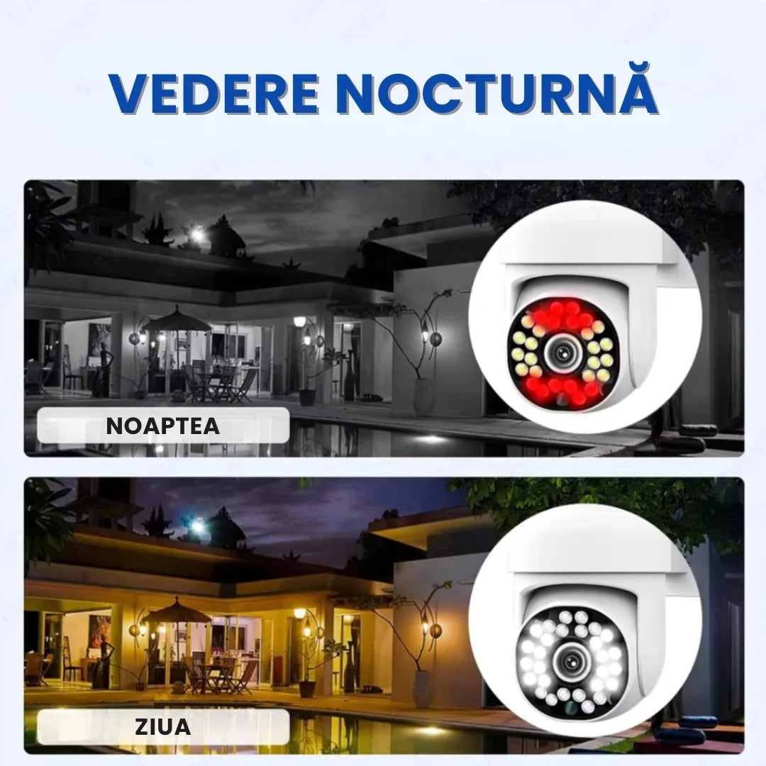 Set 4 Camere Supraveghere WiFi Exterior cu Senzor Mișcare, Vedere Nocturnă și Control din Telefon