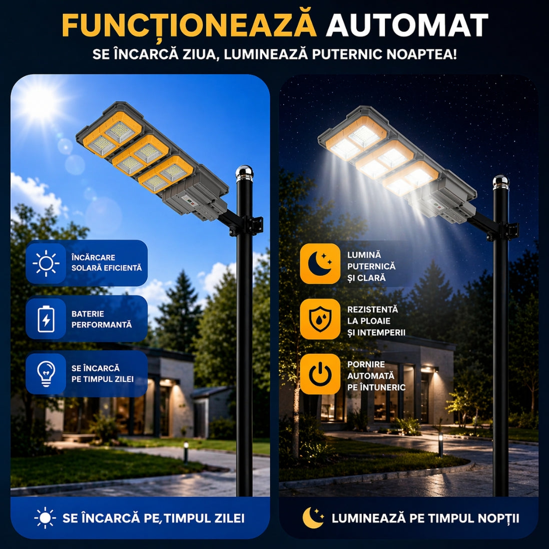 Lampă Solară 3000W cu Telecomandă – Iluminare Puternică Exterior