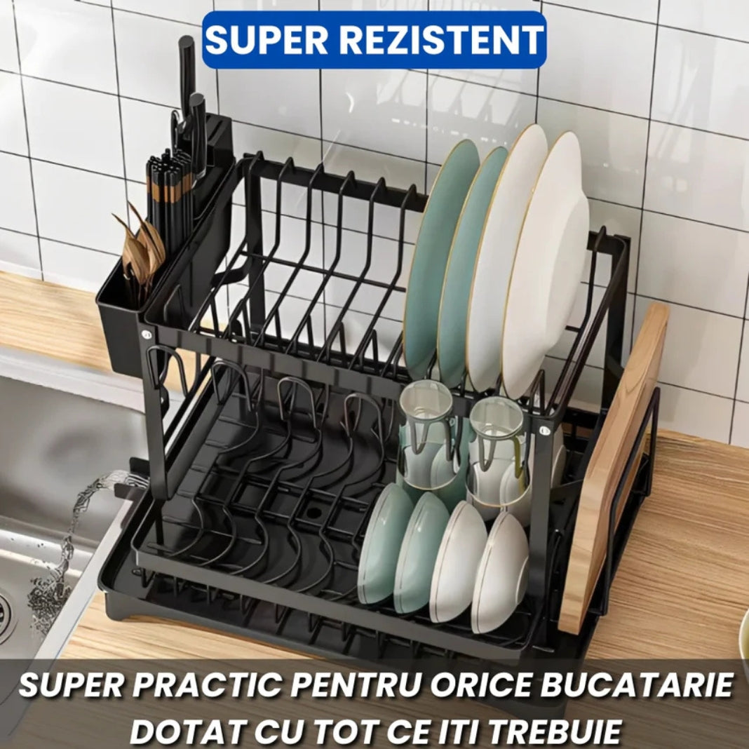 Suport Scurgător Vase 2 Niveluri – Organizare Inteligentă pentru Bucătărie