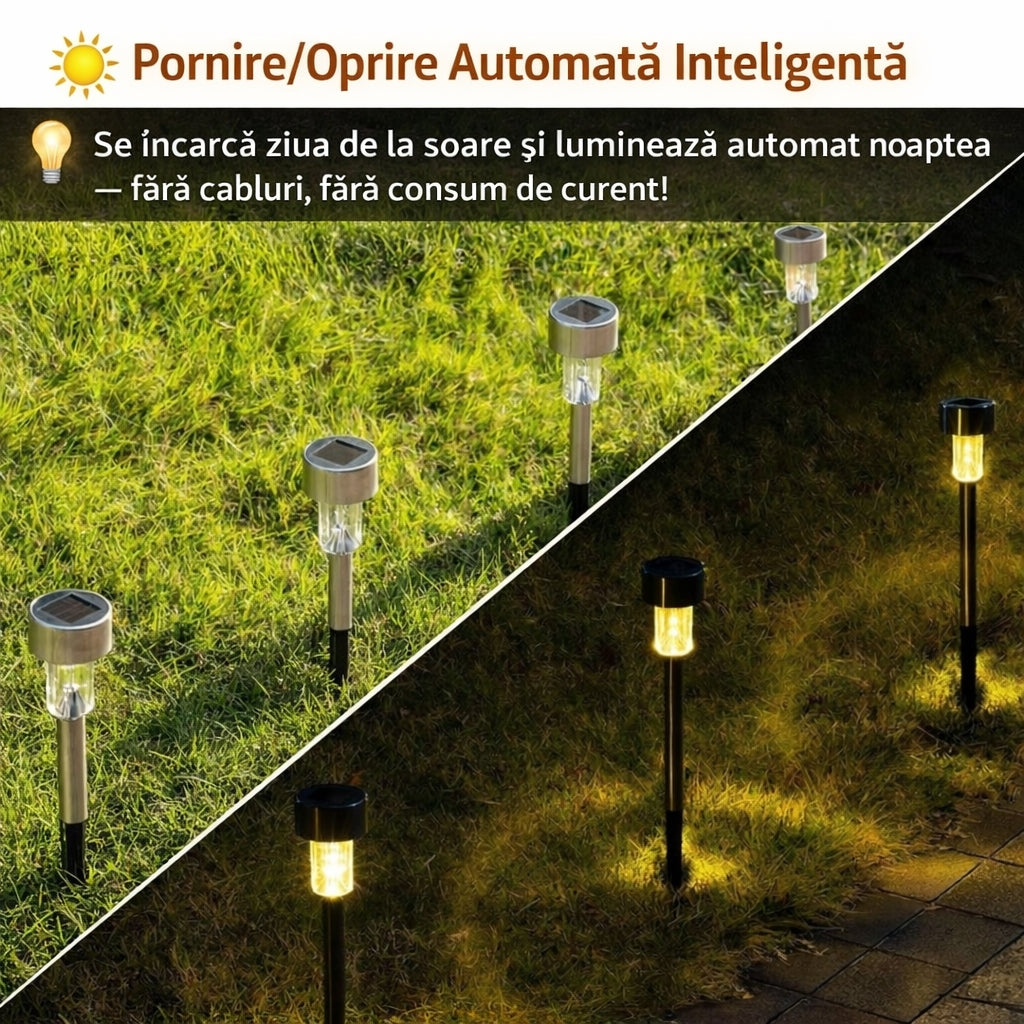 Set de 12 lumini led solare pentru gradina