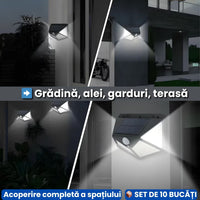 Set 10 Lămpi Solare LED cu Senzor – Iluminare Puternică pentru Exterior