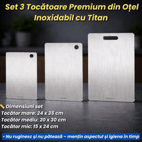 Set 3 Tocătoare Premium din Oțel Inoxidabil cu Titan – Rezistente și Igienice