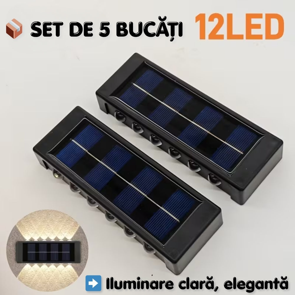 Set 5 Lămpi Solare de Perete – Iluminare Decorativă Exterior