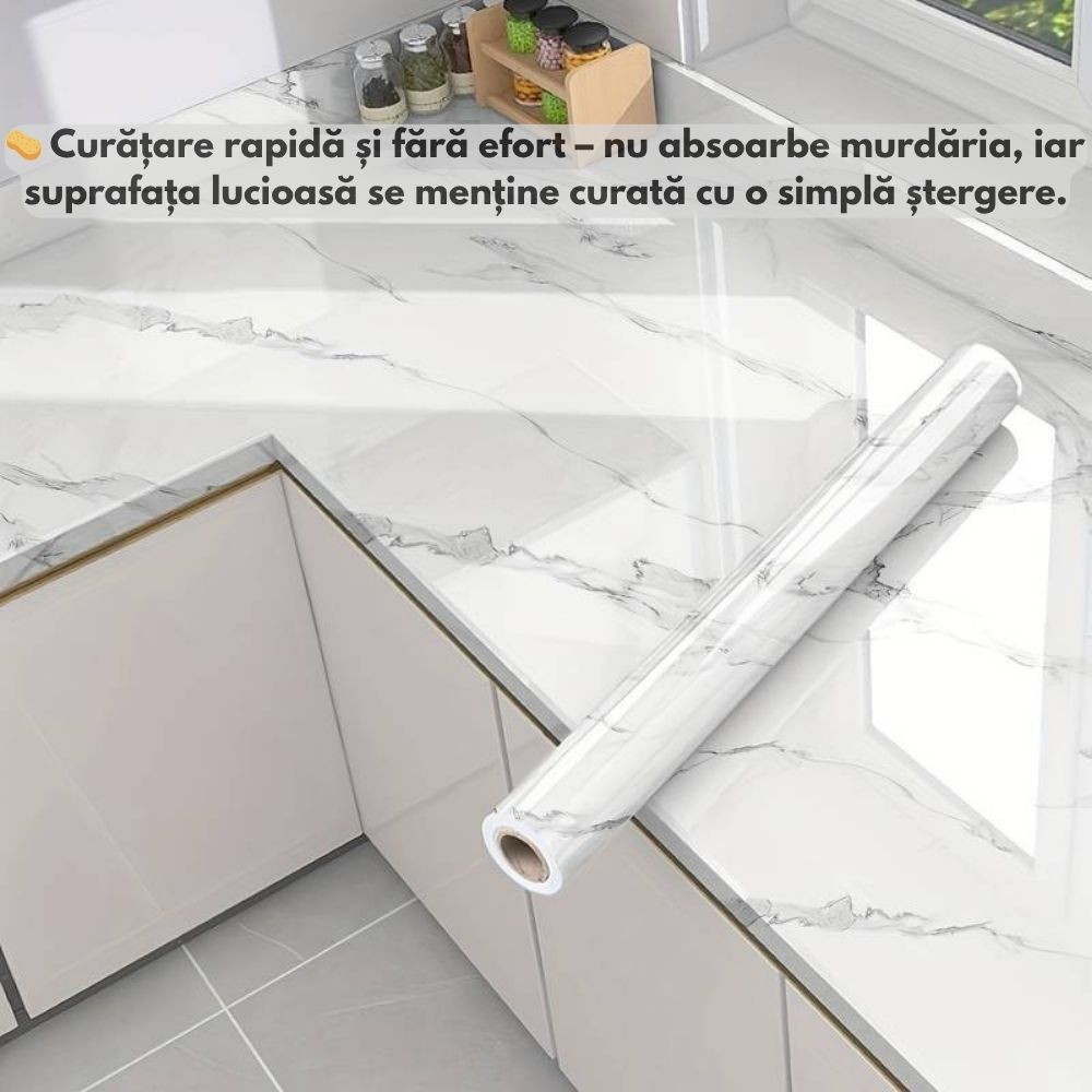 Folie Decorativă Autoadezivă Marmură Albă Premium – 60×200 cm