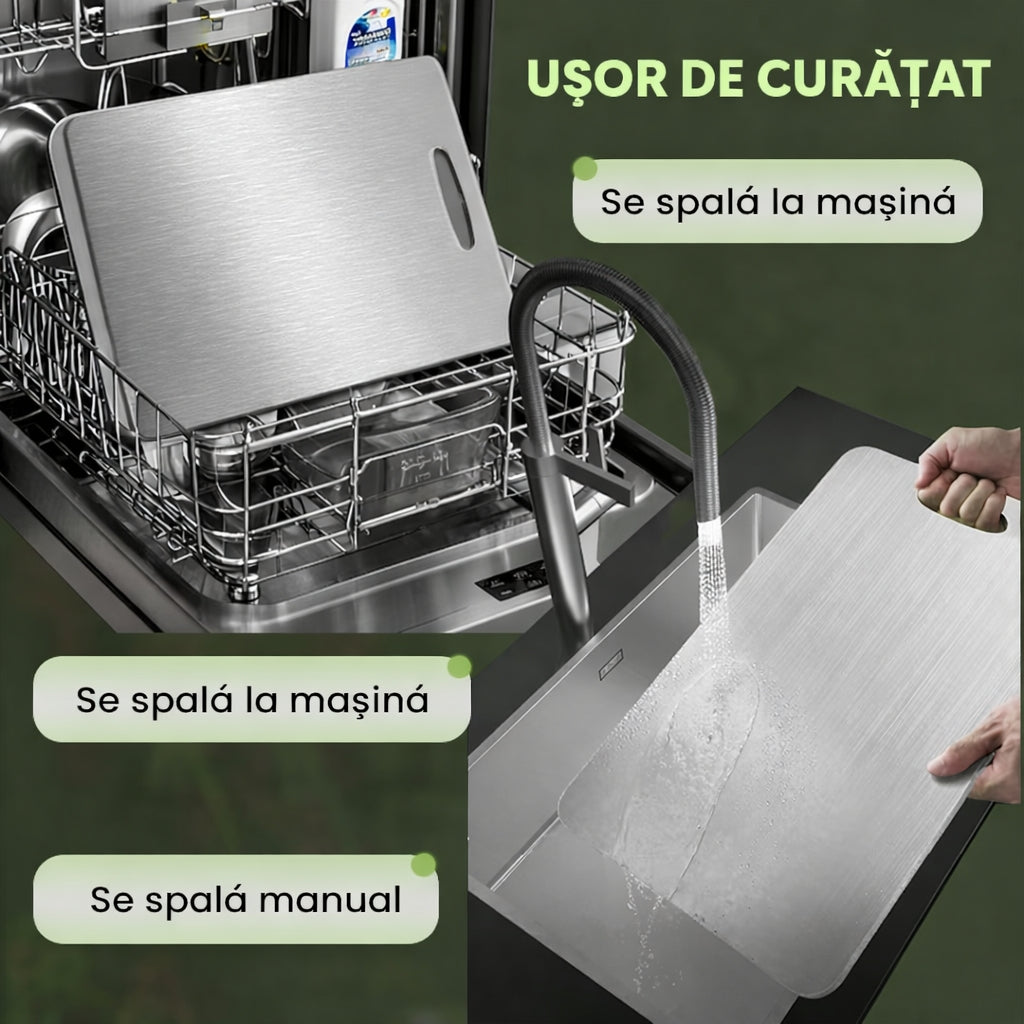 Set 3 Tocătoare Premium din Oțel Inoxidabil cu Titan – Rezistente și Igienice