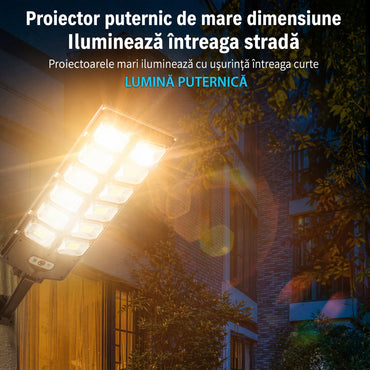 Lampă Solară Puternică Stradală LED cu Senzor Mișcare și Telecomandă