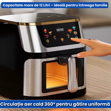 Friteuză cu Aer Cald – 12L | Gătește Rapid, Fără Ulei