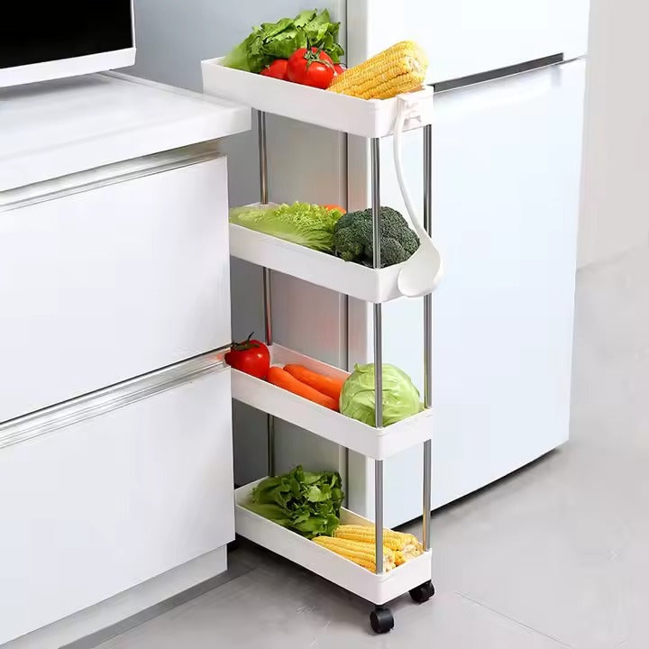 Etajera cu roti si cu 4 rafturi reglabile